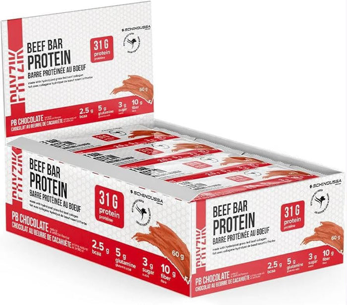 Schinoussa Beef Protein Bar – Chocolate Peanut Butter Flavour High Protein Low Sugar Keto-Friendly Energy Snack (12 BARS)
