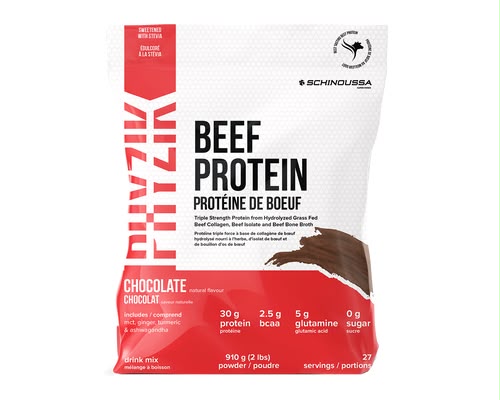 Schinoussa Beef Protein Chocolate 910g - Canadian Owned, Grass Fed, Helps with Muscle, Strength and Recovery