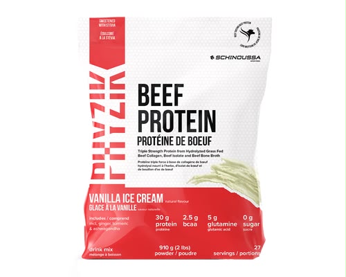 Schinoussa Beef Protein Vanilla Ice Cream 910g - Canadian Owned, Grass Fed, Helps with Muscle, Strength and Recovery